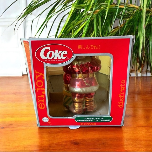 VINTAGE 2002 Coca-Cola Santa Blown Glass Ornament in Box - Christmas Tree - Picture 5 of 16